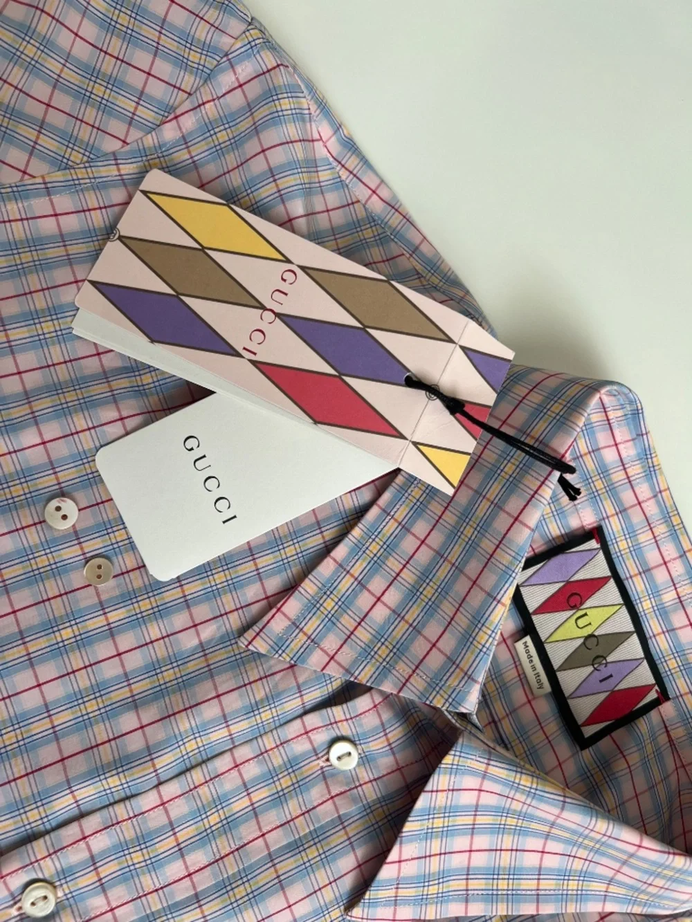 Gucci Men's Shirt size 42 Large 16 1/2 Cotton 50% Polyester 50% Special Logo New